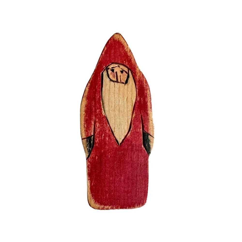 Vintage Handmade Wooden Santa Claus Brooch Pin | Christmas